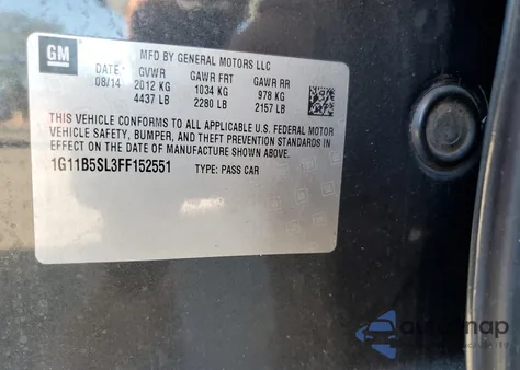 2015 Chevrolet Malibu Ls z USA, uszkodzony, nr VIN 1G11B5SL3FF152551